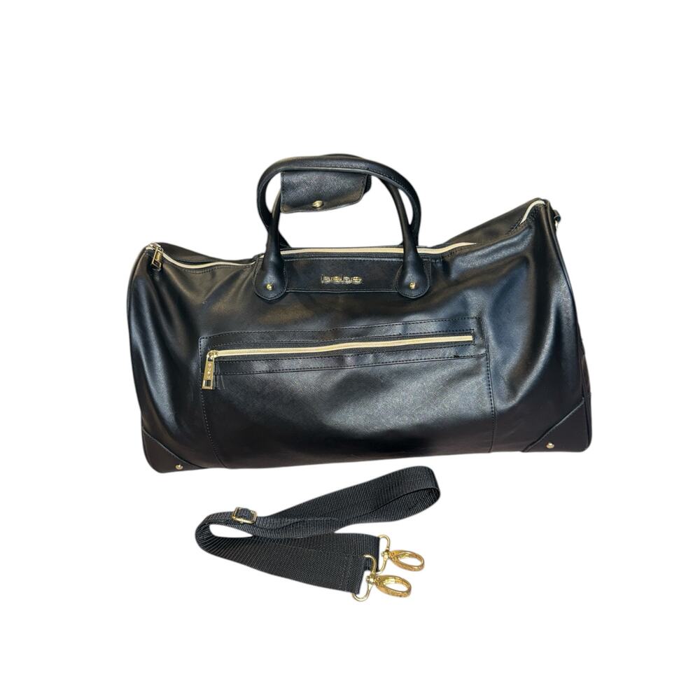 Bebe Black Weekender Duffle | “Demo” w/ Handles & Carry Strap | Chic Travel Bag